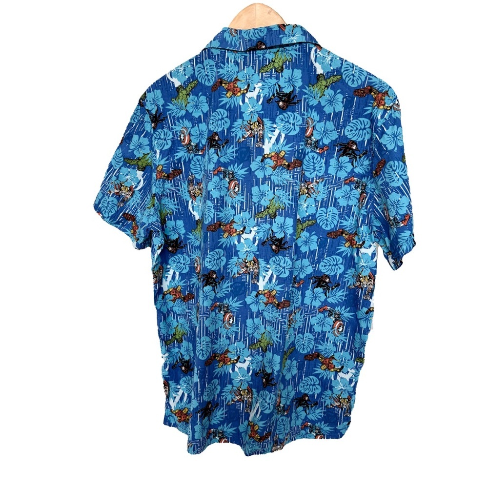 Marvel Avengers Men's Blue Graphic Print Hawaiian  Camp Collar Shirt Size L - Picture 7 of 13